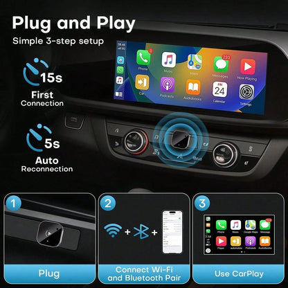 2026 Upgraded Wireless CarPlay Adapter For Apple LPhon&Android, Small Size,Plug And Play,Fast And Stable Connection Wireless Adapter For CarPlay&Android-No Latency To Screen,Car Acessesories,Car Essen