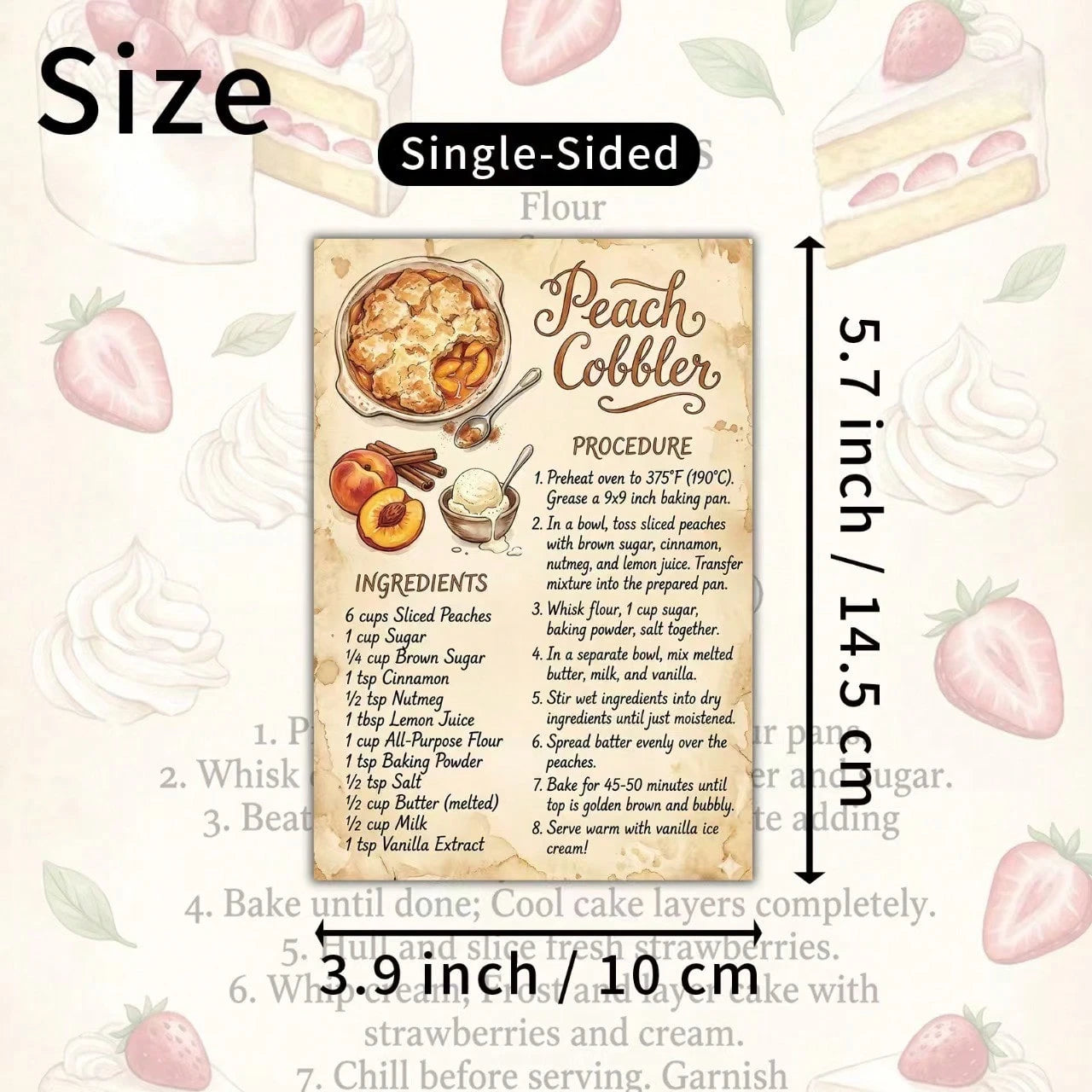 20pcs Vintage Printed Recipe Cards, 3.9*5.7 Inch Dessert Baking Illustrations & Steps, Single-Sided Vintage Cooking Reference Card Set, Suitable For Home Kitchen, Recipe Collection & Baking Gifts