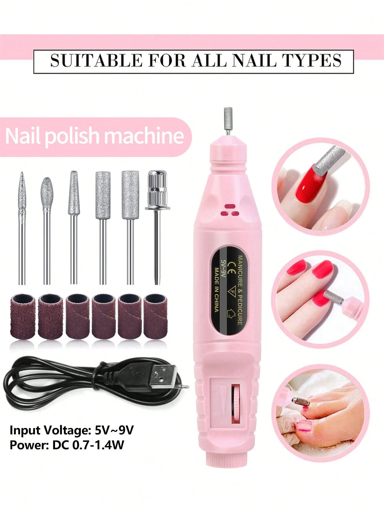 22pcs Nail Art Kit: Nail Lamp, Nail Drill, Nail Art Pens, Dotting Pen, Nail Decorations, Finger Separator, Cuticle Pusher, Cuticle Nipper, Nail Gold/Silver Wire, Nail Brush
