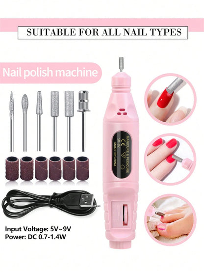 22pcs Nail Art Kit: Nail Lamp, Nail Drill, Nail Art Pens, Dotting Pen, Nail Decorations, Finger Separator, Cuticle Pusher, Cuticle Nipper, Nail Gold/Silver Wire, Nail Brush