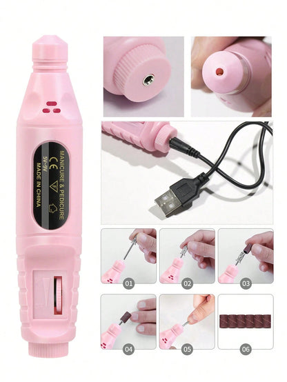 22pcs Nail Art Kit: Nail Lamp, Nail Drill, Nail Art Pens, Dotting Pen, Nail Decorations, Finger Separator, Cuticle Pusher, Cuticle Nipper, Nail Gold/Silver Wire, Nail Brush