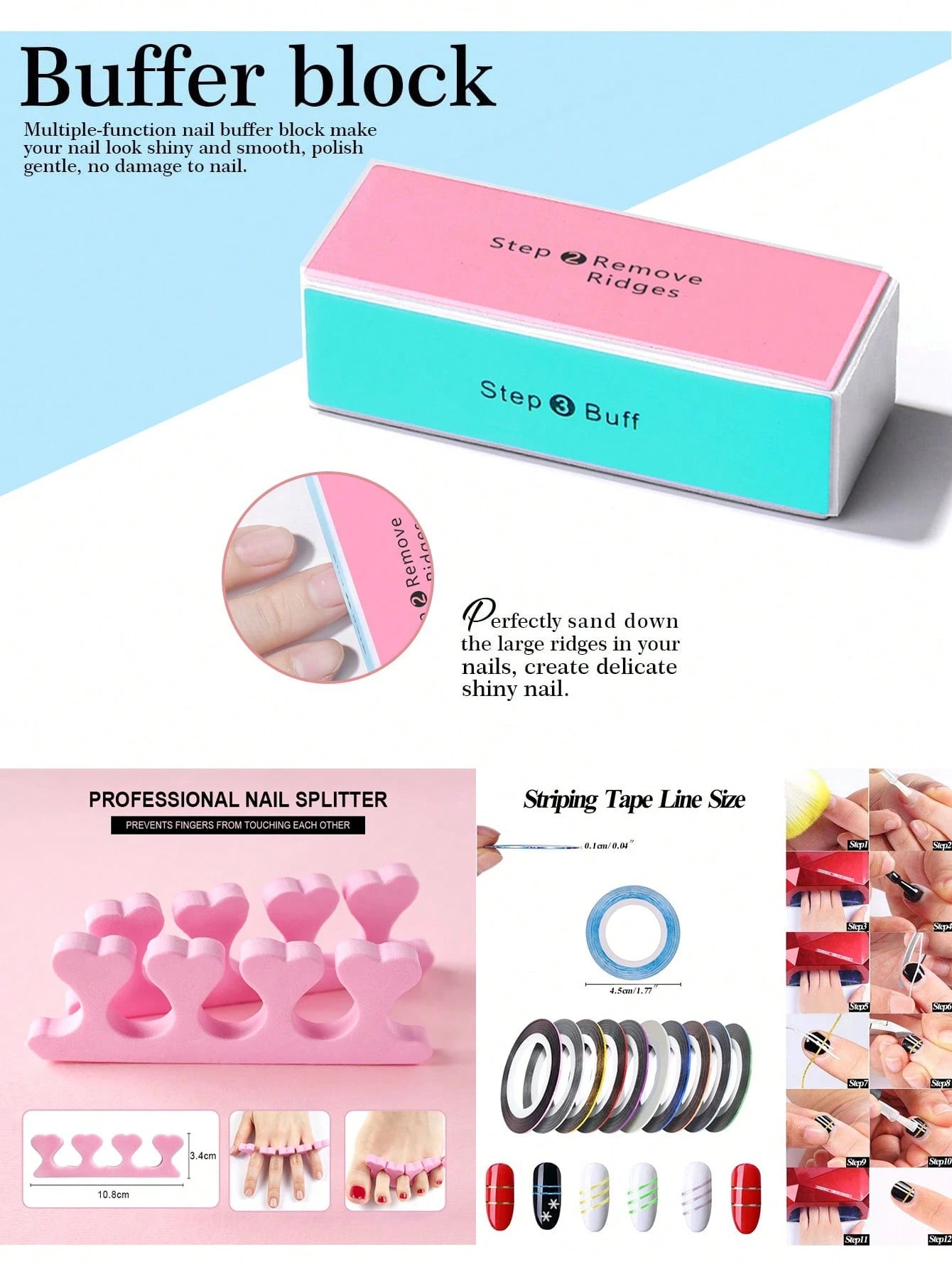 22pcs Nail Art Kit: Nail Lamp, Nail Drill, Nail Art Pens, Dotting Pen, Nail Decorations, Finger Separator, Cuticle Pusher, Cuticle Nipper, Nail Gold/Silver Wire, Nail Brush