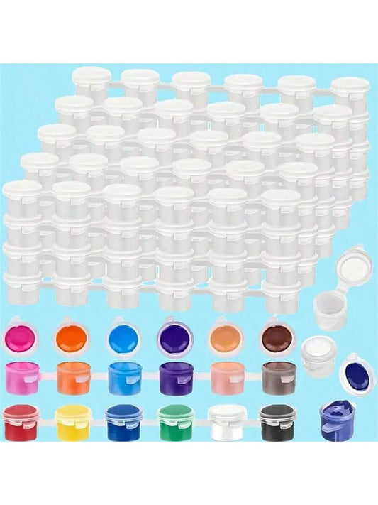 240pcs Empty Paint Cans, 40pcs Acrylic Mini Paint Containers With Lids, 6pcs Connected Empty Paint Boxes 3ml/0.1oz, Suitable For Students, Exquisite Painting Gift Box