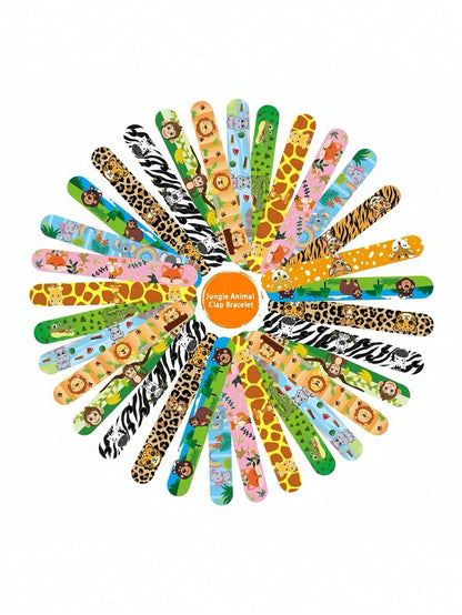 24pcs/12pcs Animal Snap Wristbands, Party Favors, Jungle Theme Snap Wristbands, Wild Animal Skin Pattern Wristbands, Birthday Gifts, Classroom Rewards, Gift Bag Fillers, PVC Material, Birthday, Christ