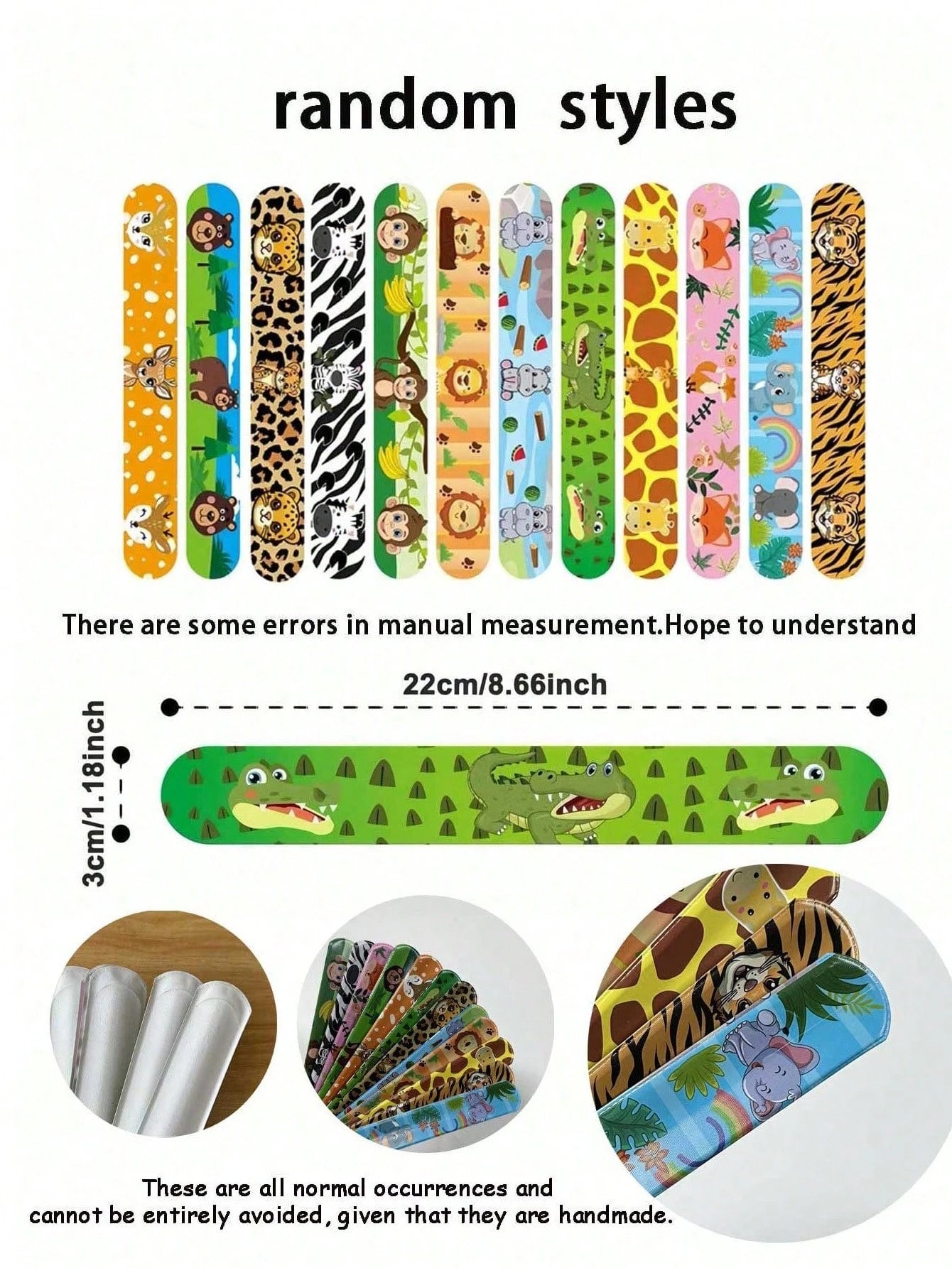 24pcs/12pcs Animal Snap Wristbands, Party Favors, Jungle Theme Snap Wristbands, Wild Animal Skin Pattern Wristbands, Birthday Gifts, Classroom Rewards, Gift Bag Fillers, PVC Material, Birthday, Christ
