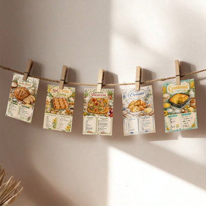 24pcs Vintage Floral European Bread Recipe Scrapbook Cards, Pastel Cottagecore Baking Print Decorative Ephemera Paper Cards For Junk Journal, Planner Decor, Scrapbooking, Bread Baking Theme Party All