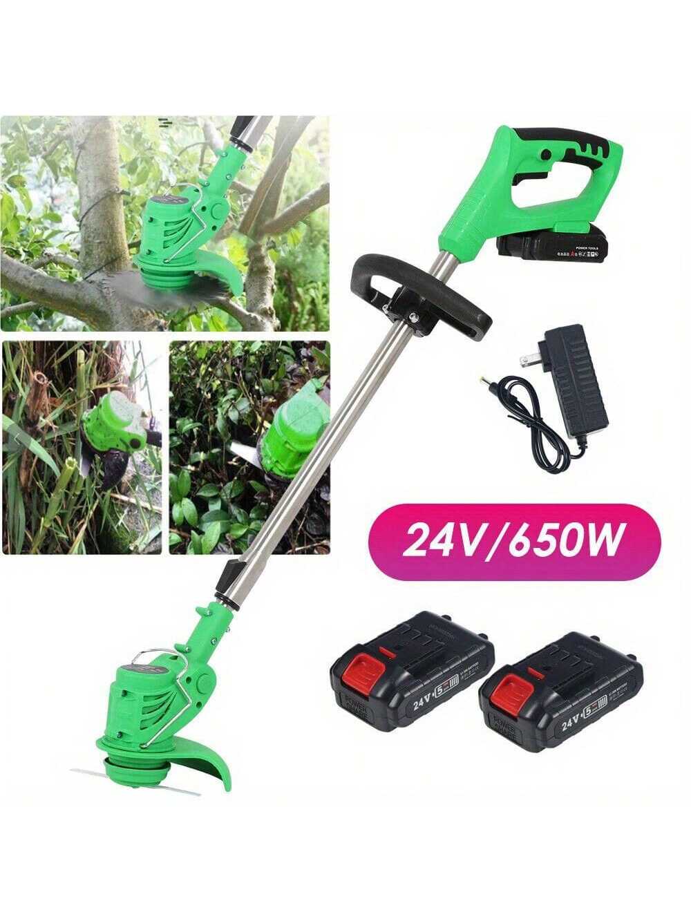 24V Cordless String Trimmer & Edger- Electric Grass Eater Lawn Edger, 2-In-1 Lightweight Grass Trimmer For Garden And Yard, Battery Powered Garden Tool
