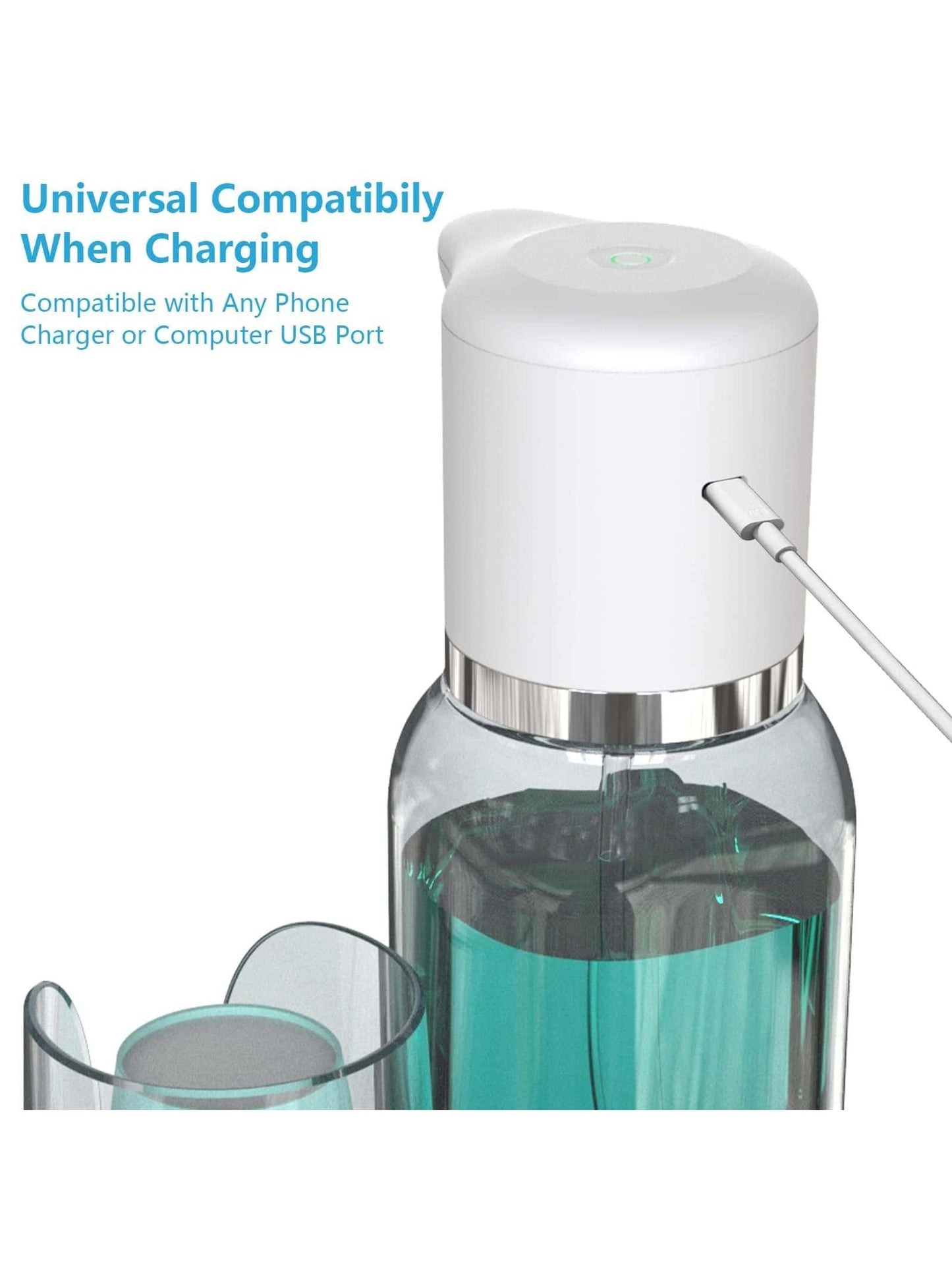 25oz Automatic Mouthwash Dispenser For Bathroom 750ml Electric Mouth Wash Dispenser Bottle Rechargable With Cups Holder Plastic Soap Dispenser For Restroom