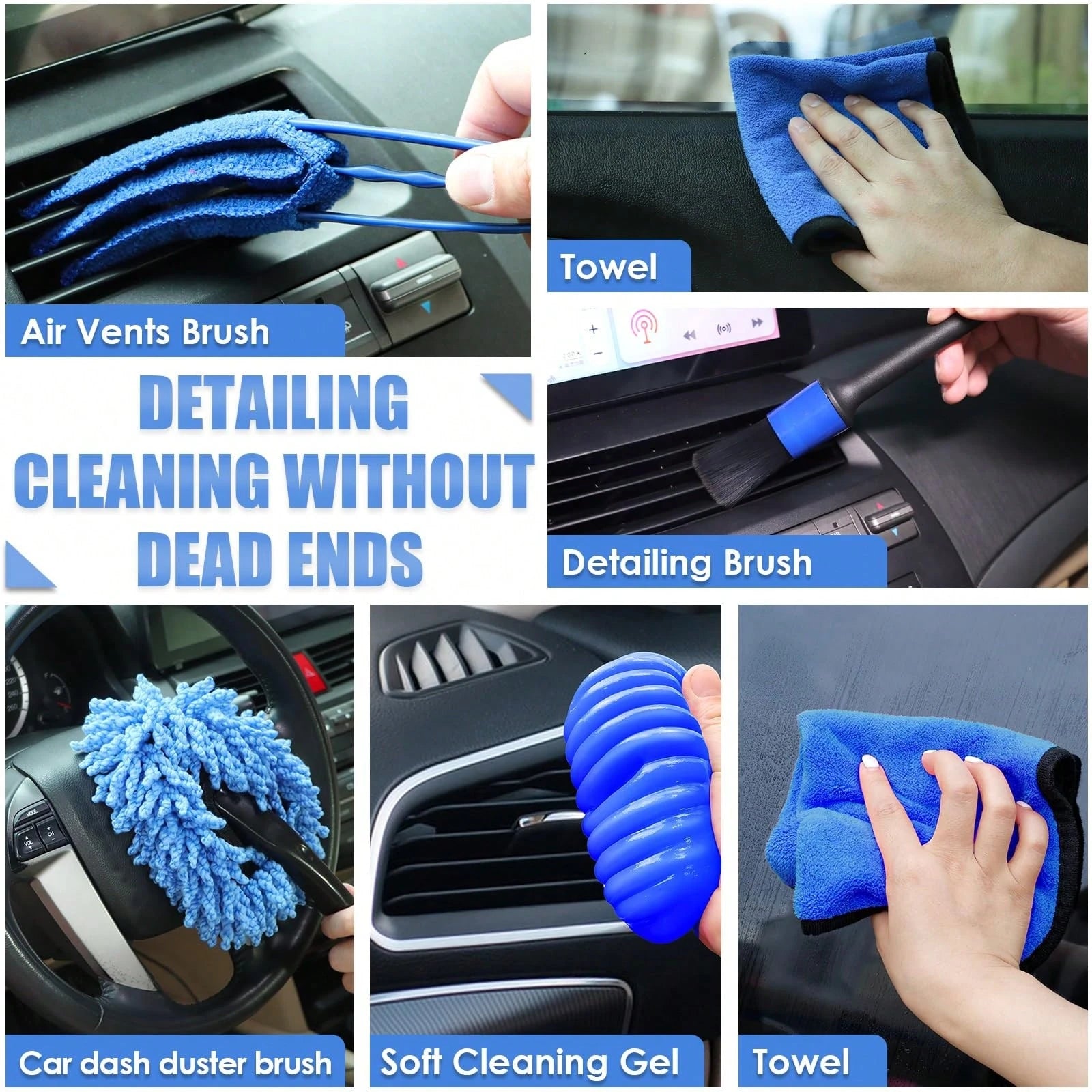 25Pcs All-In-One Car Cleaning Kit, Complete Interior Detailing Set With High-Power Handheld Vacuum, Detailing Brushes, Windshield Cleaner & Cleaning Gel, Ideal Auto Accessories For Men And Women