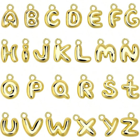 26Pcs Letter Charms, Initial Letter Charm For Jewelry Making, Gold A-Z Alphabet Letter Charm Pendants For Bracelet Necklace Earrings Crafts Making