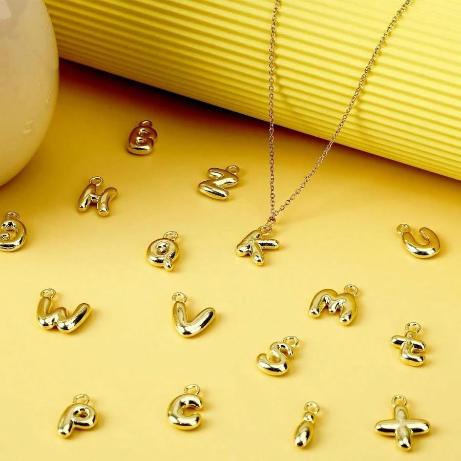 26Pcs Letter Charms, Initial Letter Charm For Jewelry Making, Gold A-Z Alphabet Letter Charm Pendants For Bracelet Necklace Earrings Crafts Making