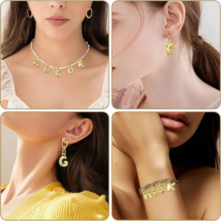 26Pcs Letter Charms, Initial Letter Charm For Jewelry Making, Gold A-Z Alphabet Letter Charm Pendants For Bracelet Necklace Earrings Crafts Making