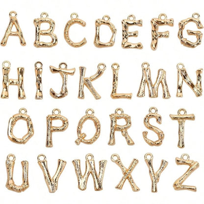 26Pcs Letter Charms, Initial Letter Charm For Jewelry Making, Gold A-Z Alphabet Letter Charm Pendants For Bracelet Necklace Earrings Crafts Making