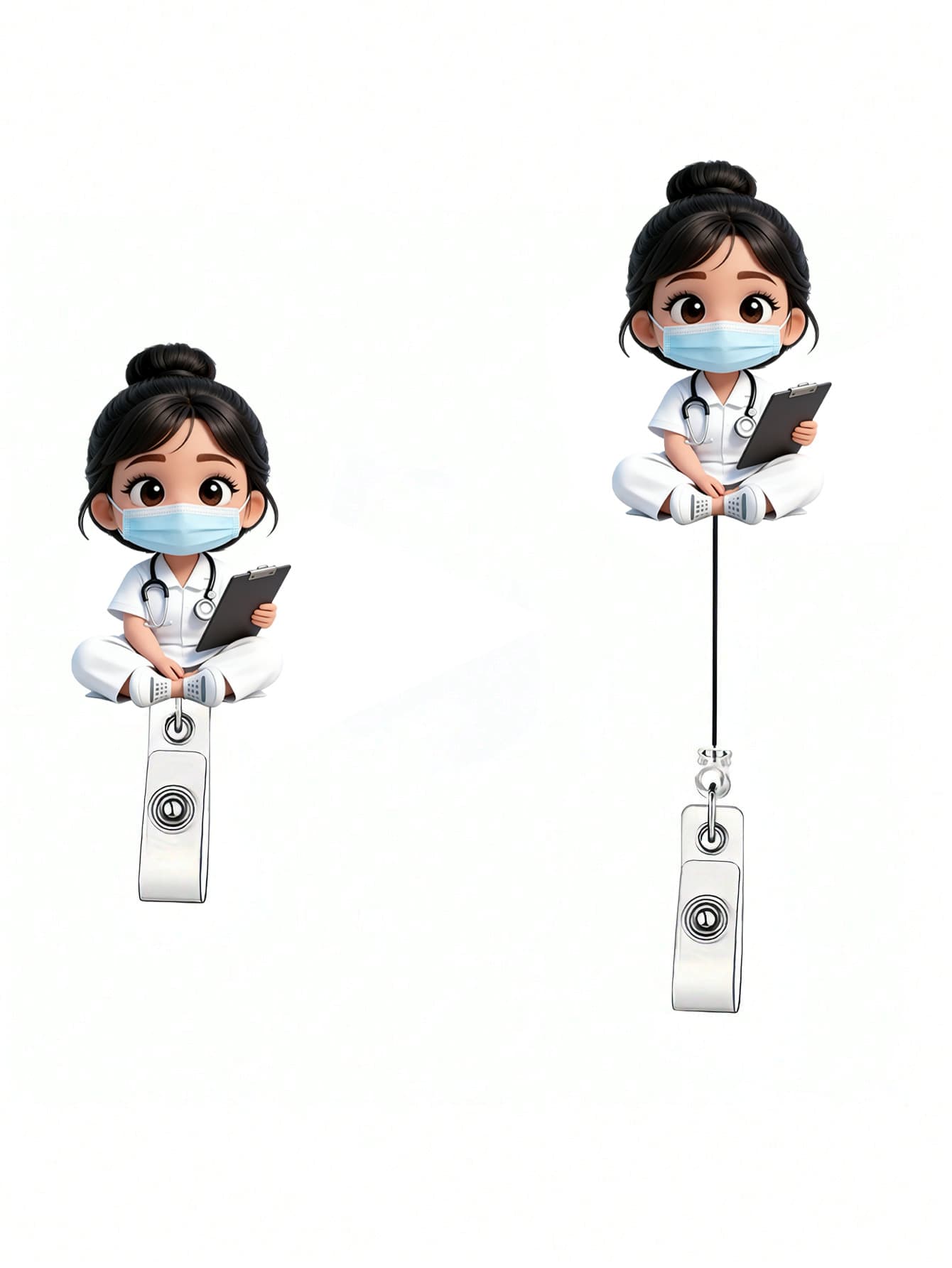 2D Acrylic Nurse Girl ID Card Holder- Retractable Badge Clip, Suitable For Medical Students And Nurse Practitioners- PMMA Material Workplace Identification Badge Clip| Fun Design| Acrylic Nurse Ac