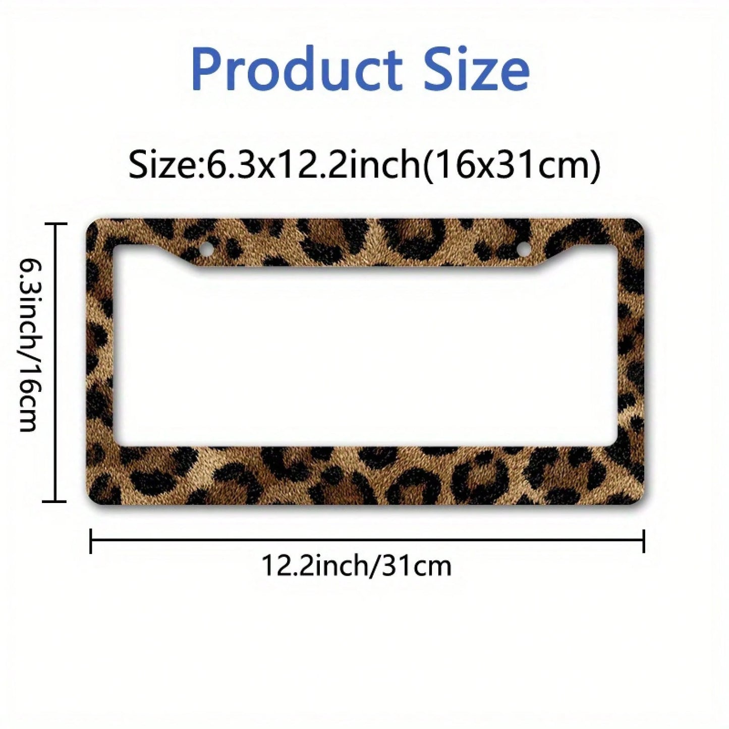 2D Design, A Metal Frame License Plate, Featuring A Leopard Print Fabric Design, Is Very Suitable For Decorating Private Vehicles, Especially During Cultural Celebrations. Dimensions: 12.2 X 6.3inch,V