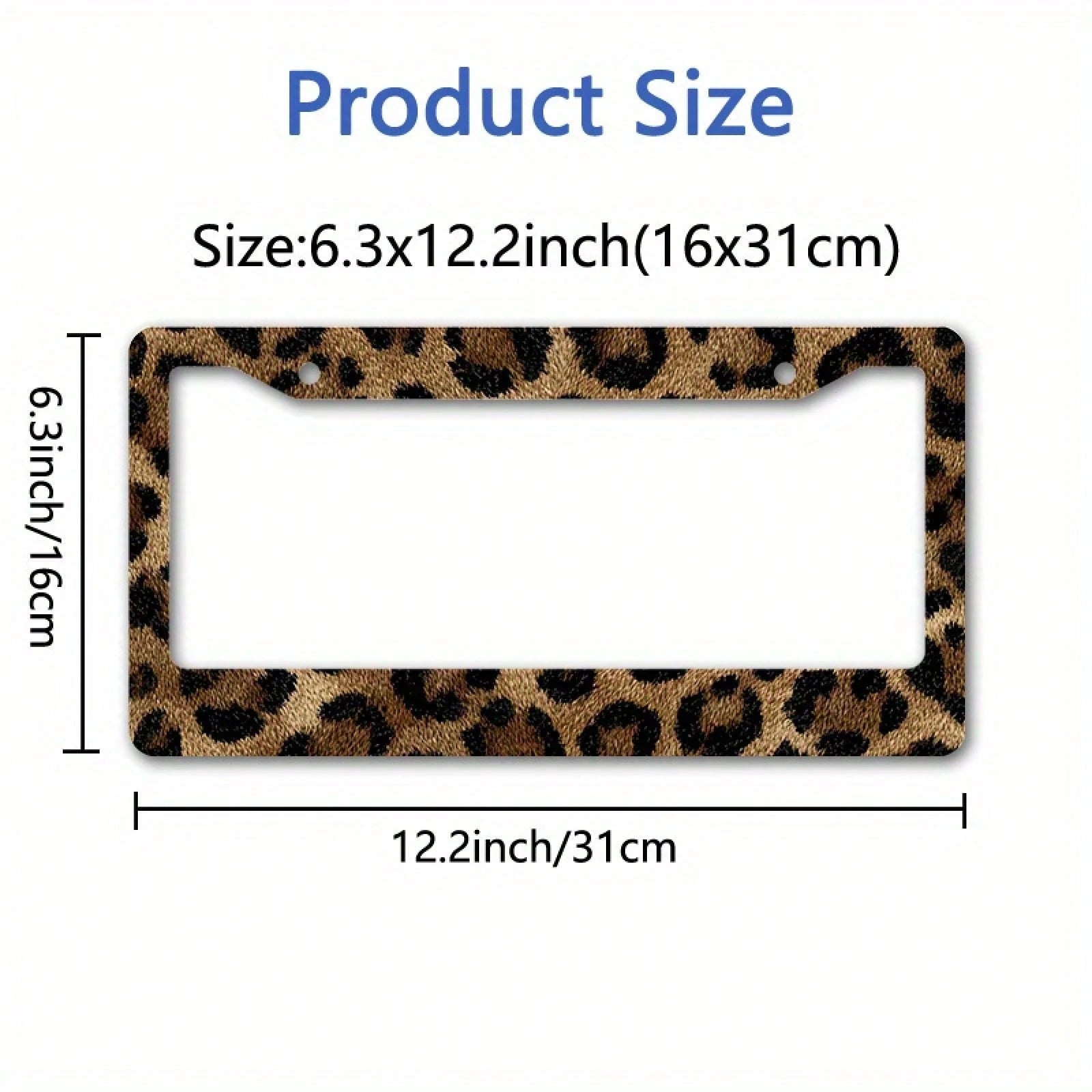 2D Design, A Metal Frame License Plate, Featuring A Leopard Print Fabric Design, Is Very Suitable For Decorating Private Vehicles, Especially During Cultural Celebrations. Dimensions: 12.2 X 6.3inch,V