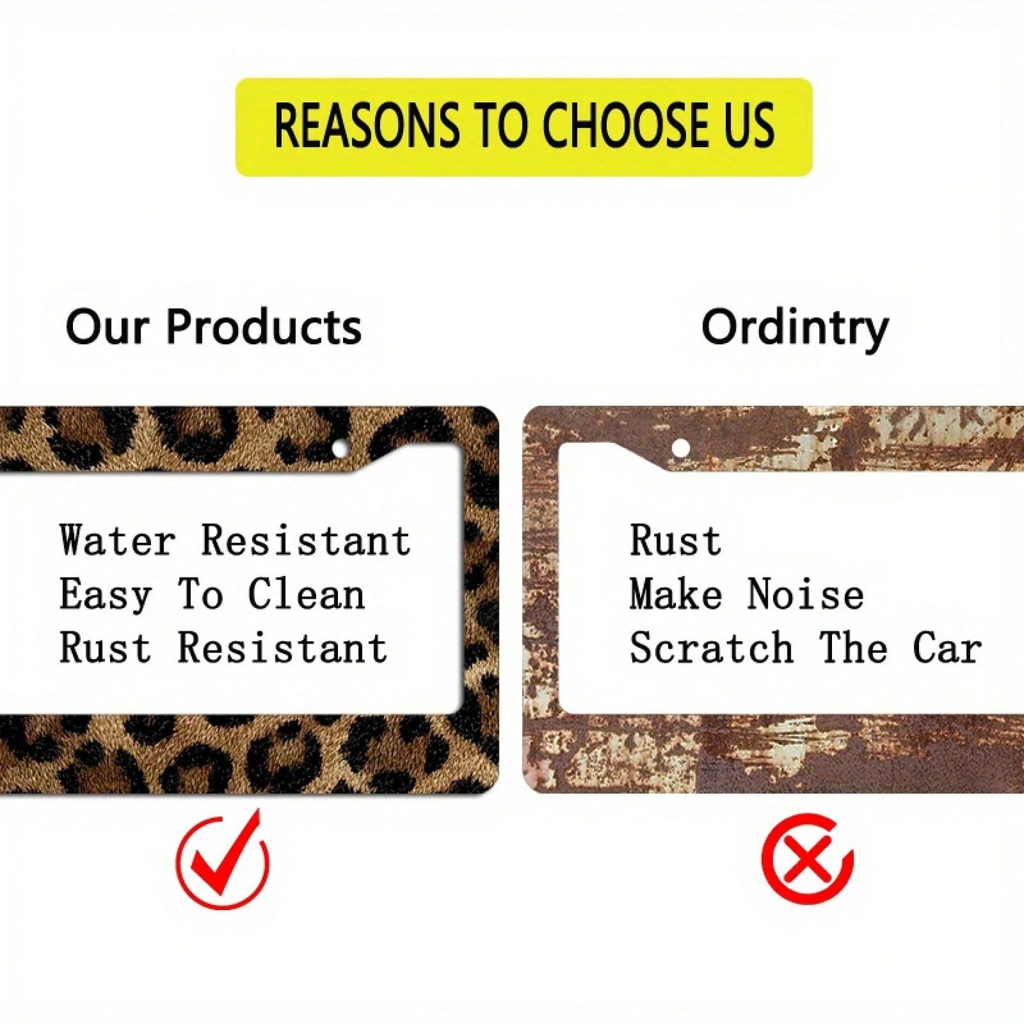 2D Design, A Metal Frame License Plate, Featuring A Leopard Print Fabric Design, Is Very Suitable For Decorating Private Vehicles, Especially During Cultural Celebrations. Dimensions: 12.2 X 6.3inch,V
