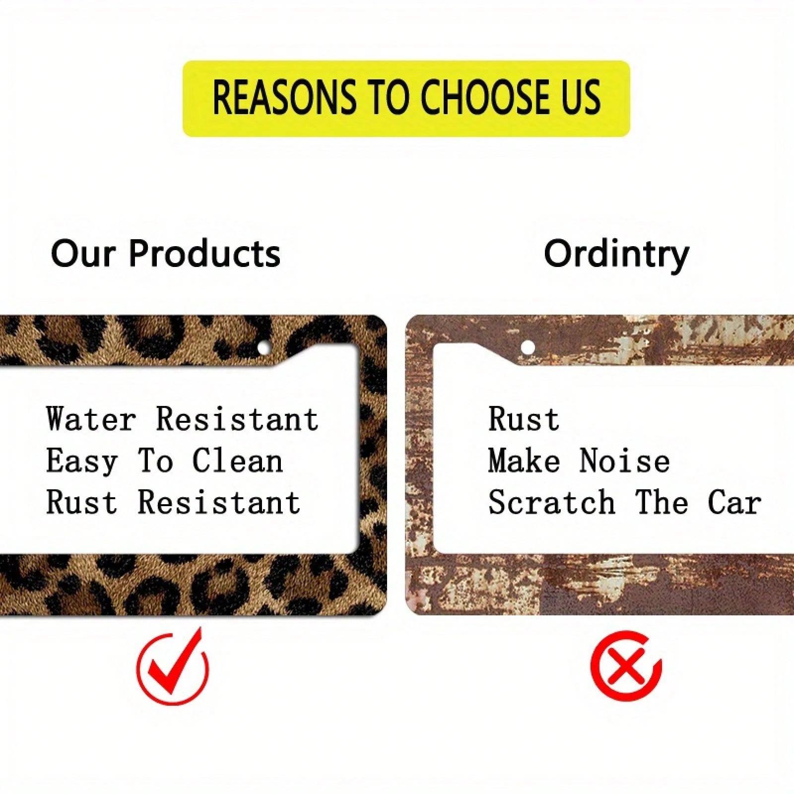 2D Design, A Metal Frame License Plate, Featuring A Leopard Print Fabric Design, Is Very Suitable For Decorating Private Vehicles, Especially During Cultural Celebrations. Dimensions: 12.2 X 6.3inch,V