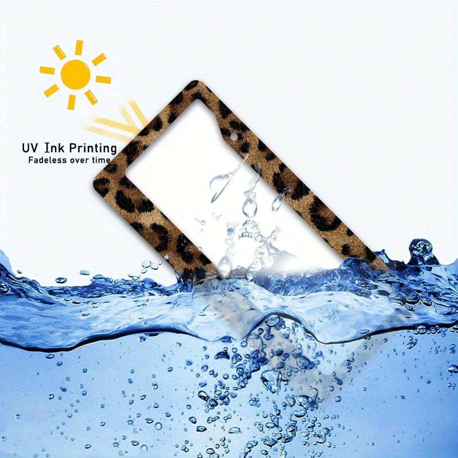 2D Design, A Metal Frame License Plate, Featuring A Leopard Print Fabric Design, Is Very Suitable For Decorating Private Vehicles, Especially During Cultural Celebrations. Dimensions: 12.2 X 6.3inch,V