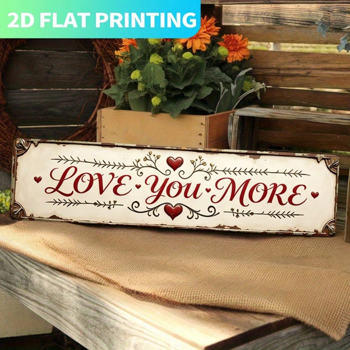 2D Flat 1pc, Metal Sign, For Man Cave Decoration| Retro Love You More Metal Sign, 15.75Inch X 3.94Inch, Wall-Mounted For Easy Setup, Ideal For Home Bar & For Man Cave Decor For Halloween And Christma