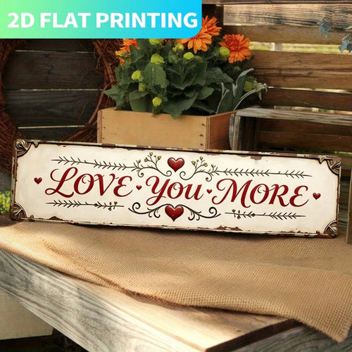 2D Flat 1pc, Metal Sign, For Man Cave Decoration| Retro Love You More Metal Sign, 15.75Inch X 3.94Inch, Wall-Mounted For Easy Setup, Ideal For Home Bar & For Man Cave Decor For Halloween And Christma