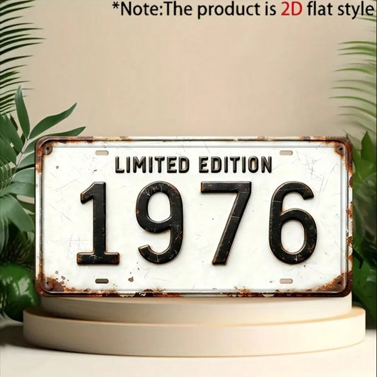 2D Flat Decor, 1pc Vintage Limited Edition 1976 Metal Decorative Plaque And Figurine, Rustic Style Wall Decor, Suitable For Cave, Garage, Bar, Home, Perfect For Car Enthusiasts And Collectors