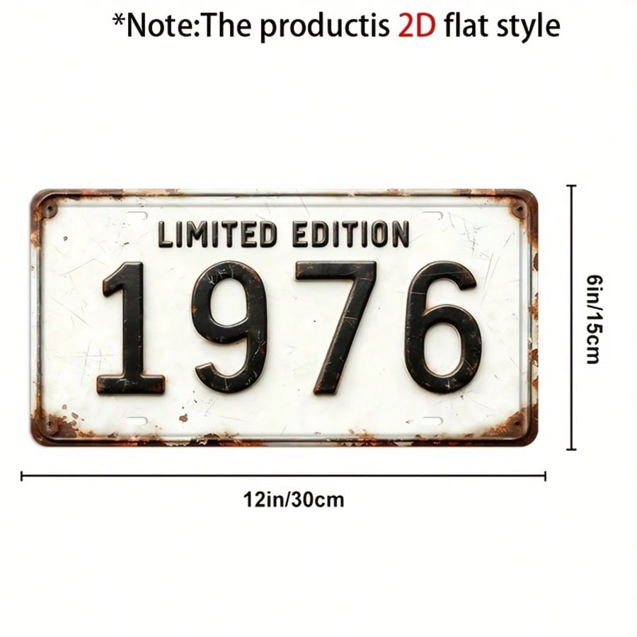 2D Flat Decor, 1pc Vintage Limited Edition 1976 Metal Decorative Plaque And Figurine, Rustic Style Wall Decor, Suitable For Cave, Garage, Bar, Home, Perfect For Car Enthusiasts And Collectors
