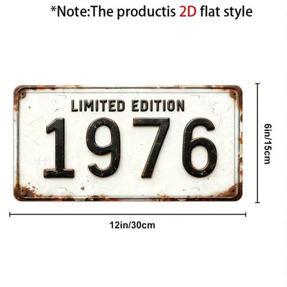 2D Flat Decor, 1pc Vintage Limited Edition 1976 Metal Decorative Plaque And Figurine, Rustic Style Wall Decor, Suitable For Cave, Garage, Bar, Home, Perfect For Car Enthusiasts And Collectors