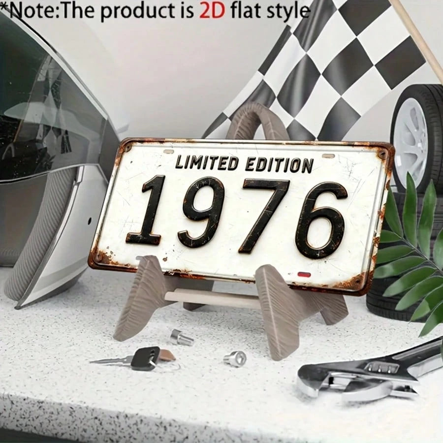 2D Flat Decor, 1pc Vintage Limited Edition 1976 Metal Decorative Plaque And Figurine, Rustic Style Wall Decor, Suitable For Cave, Garage, Bar, Home, Perfect For Car Enthusiasts And Collectors