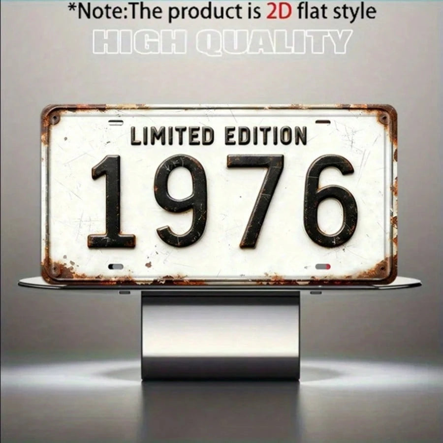 2D Flat Decor, 1pc Vintage Limited Edition 1976 Metal Decorative Plaque And Figurine, Rustic Style Wall Decor, Suitable For Cave, Garage, Bar, Home, Perfect For Car Enthusiasts And Collectors