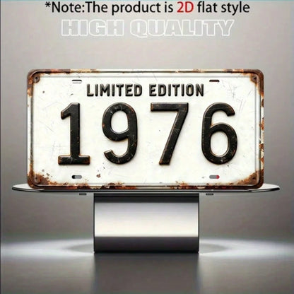 2D Flat Decor, 1pc Vintage Limited Edition 1976 Metal Decorative Plaque And Figurine, Rustic Style Wall Decor, Suitable For Cave, Garage, Bar, Home, Perfect For Car Enthusiasts And Collectors