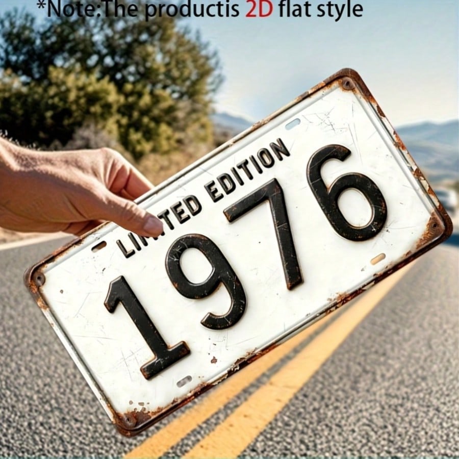 2D Flat Decor, 1pc Vintage Limited Edition 1976 Metal Decorative Plaque And Figurine, Rustic Style Wall Decor, Suitable For Cave, Garage, Bar, Home, Perfect For Car Enthusiasts And Collectors