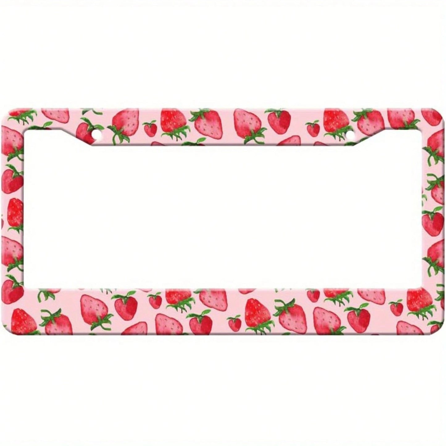 2D Flat Design, Cute Strawberry Pink Car Chassis, Fruit Car Chassis Set, Car Decoration, Novel Double-Hole Car Chassis, Size 12.2X 6.3inch Decoration,License Plate Frame,Car Accesorries,Car Decaration