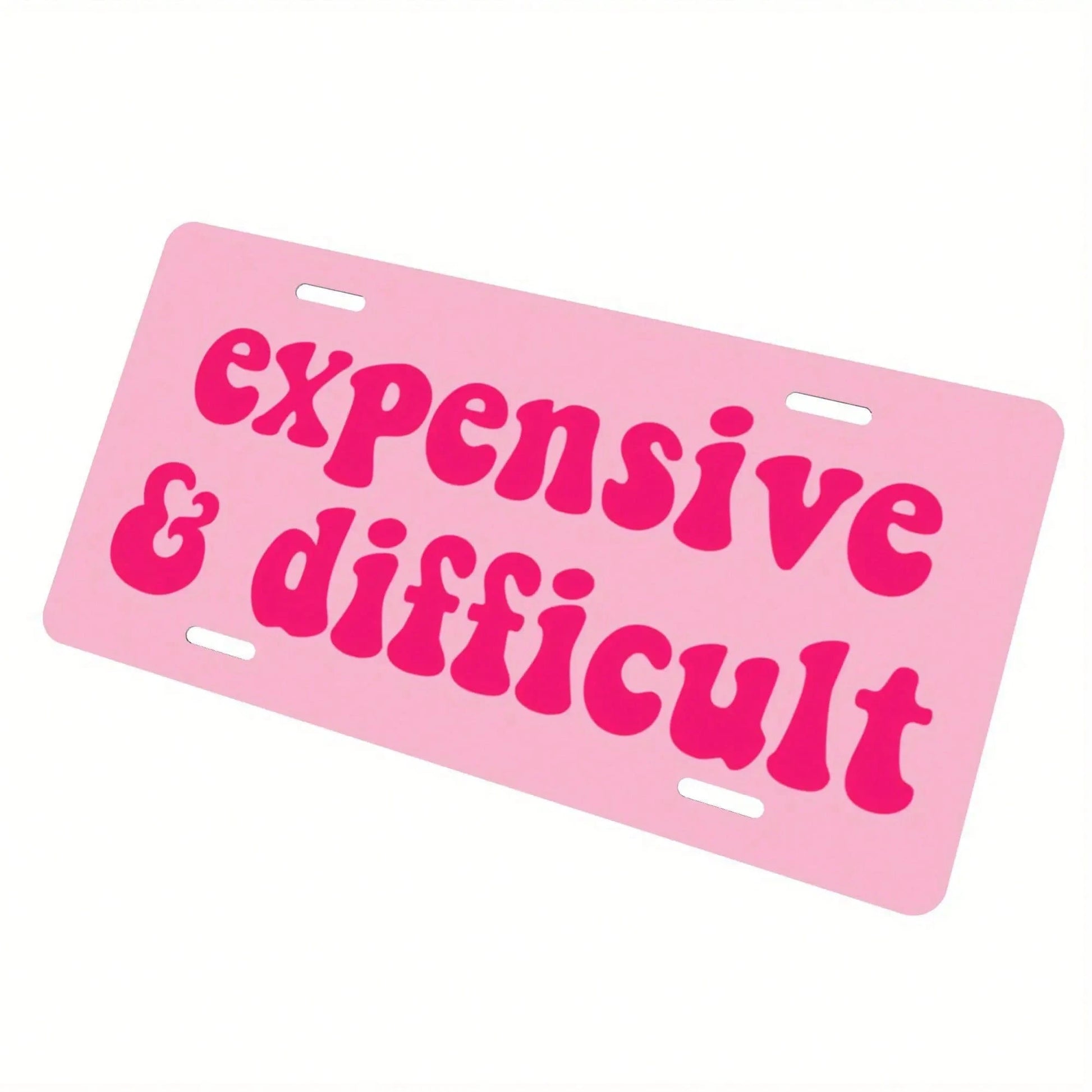 2D Flat Metal License Plate, Rare High-End Fun License Plate, Bold Pink Text On White Background, Suitable For American Cars, Unisex Humorous Decoration, Decorative Only 12*6inch/30* 15cm Car P, Cust