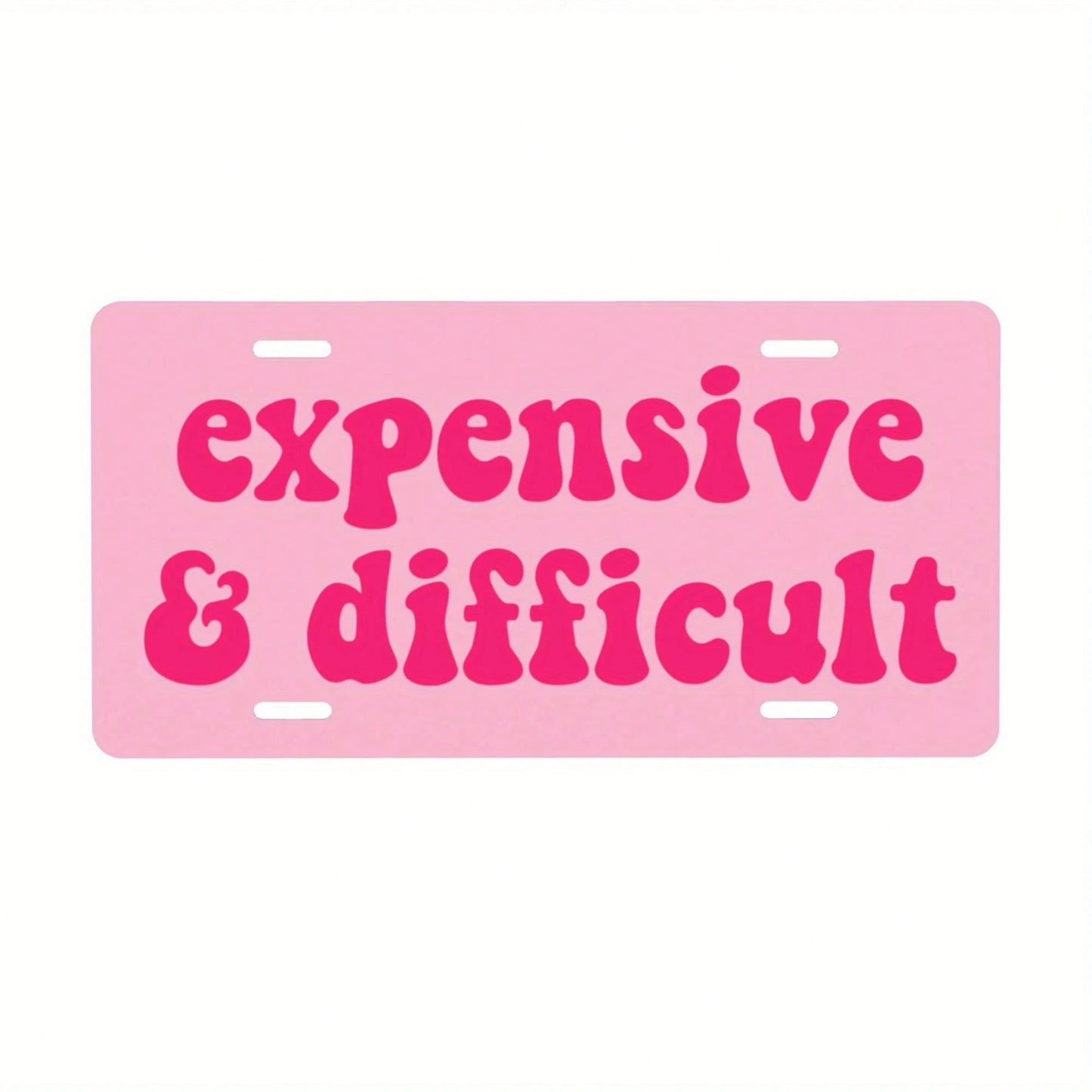 2D Flat Metal License Plate, Rare High-End Fun License Plate, Bold Pink Text On White Background, Suitable For American Cars, Unisex Humorous Decoration, Decorative Only 12*6inch/30* 15cm Car P, Cust