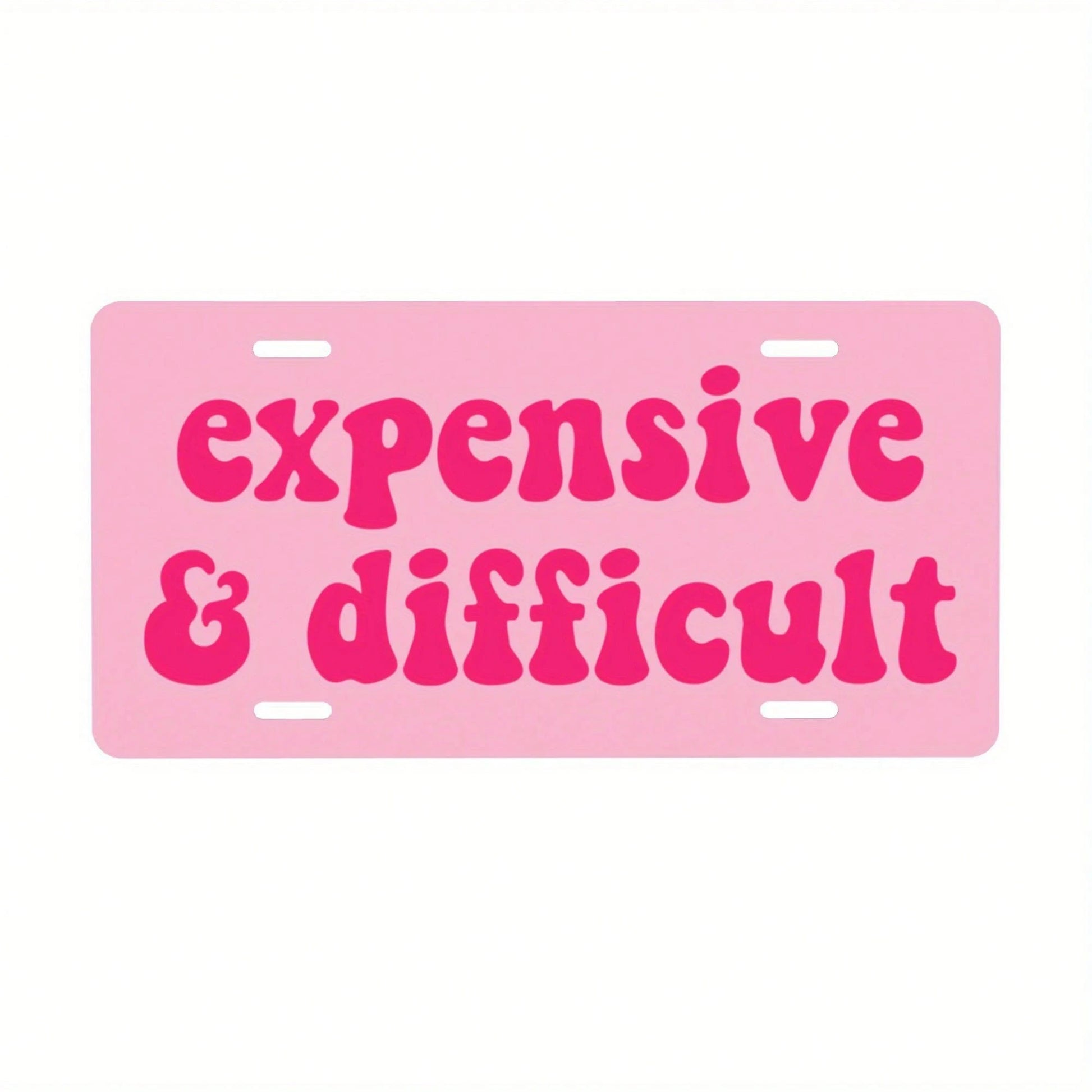 2D Flat Metal License Plate, Rare High-End Fun License Plate, Bold Pink Text On White Background, Suitable For American Cars, Unisex Humorous Decoration, Decorative Only 12*6inch/30* 15cm Car P, Cust