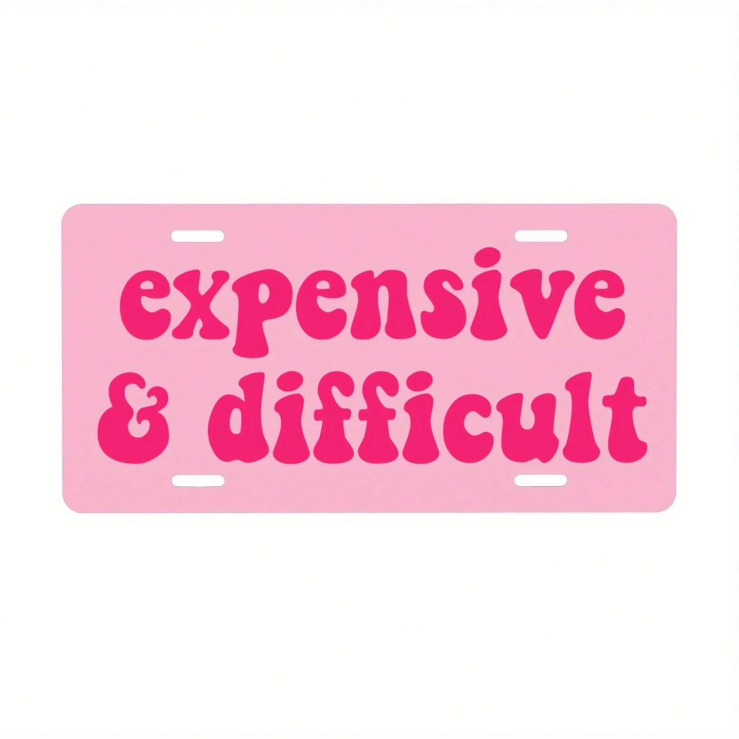 2D Flat Metal License Plate, Rare High-End Fun License Plate, Bold Pink Text On White Background, Suitable For American Cars, Unisex Humorous Decoration, Decorative Only 12*6inch/30* 15cm Car P, Cust