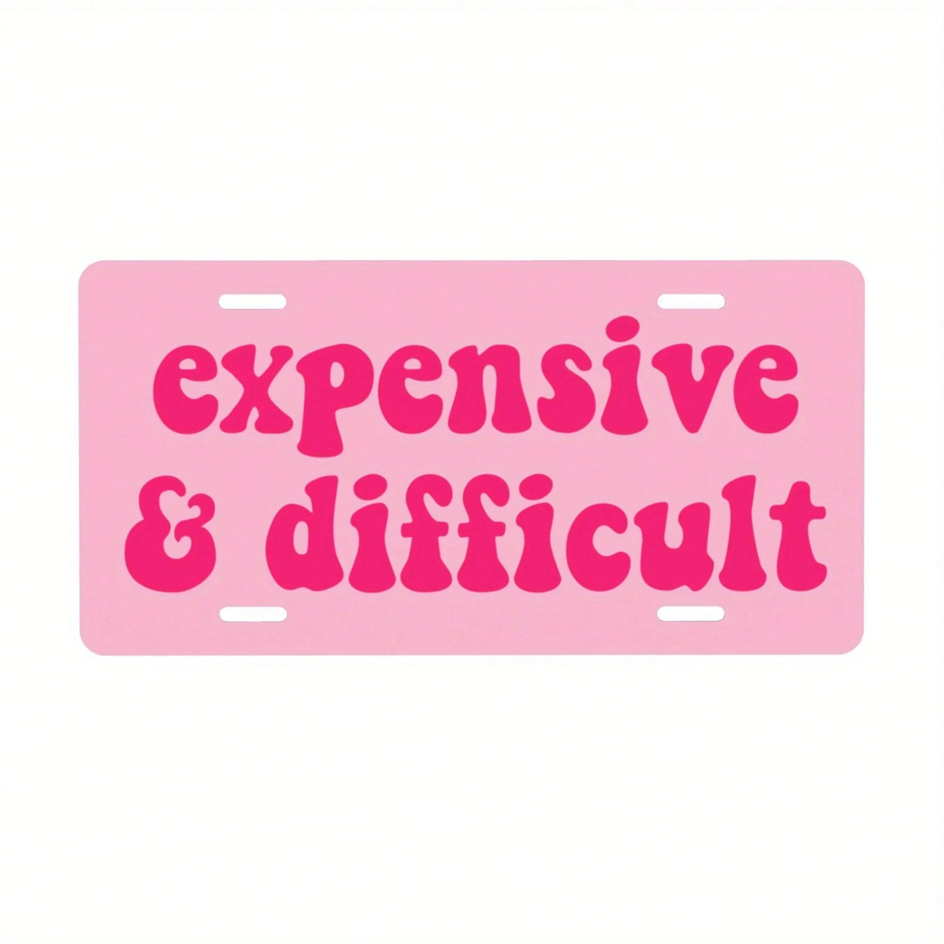 2D Flat Metal License Plate, Rare High-End Fun License Plate, Bold Pink Text On White Background, Suitable For American Cars, Unisex Humorous Decoration, Decorative Only 12*6inch/30* 15cm Car P, Cust