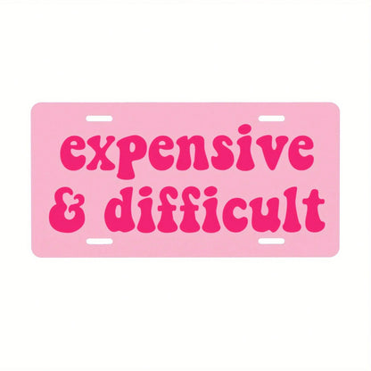 2D Flat Metal License Plate, Rare High-End Fun License Plate, Bold Pink Text On White Background, Suitable For American Cars, Unisex Humorous Decoration, Decorative Only 12*6inch/30* 15cm Car P, Cust
