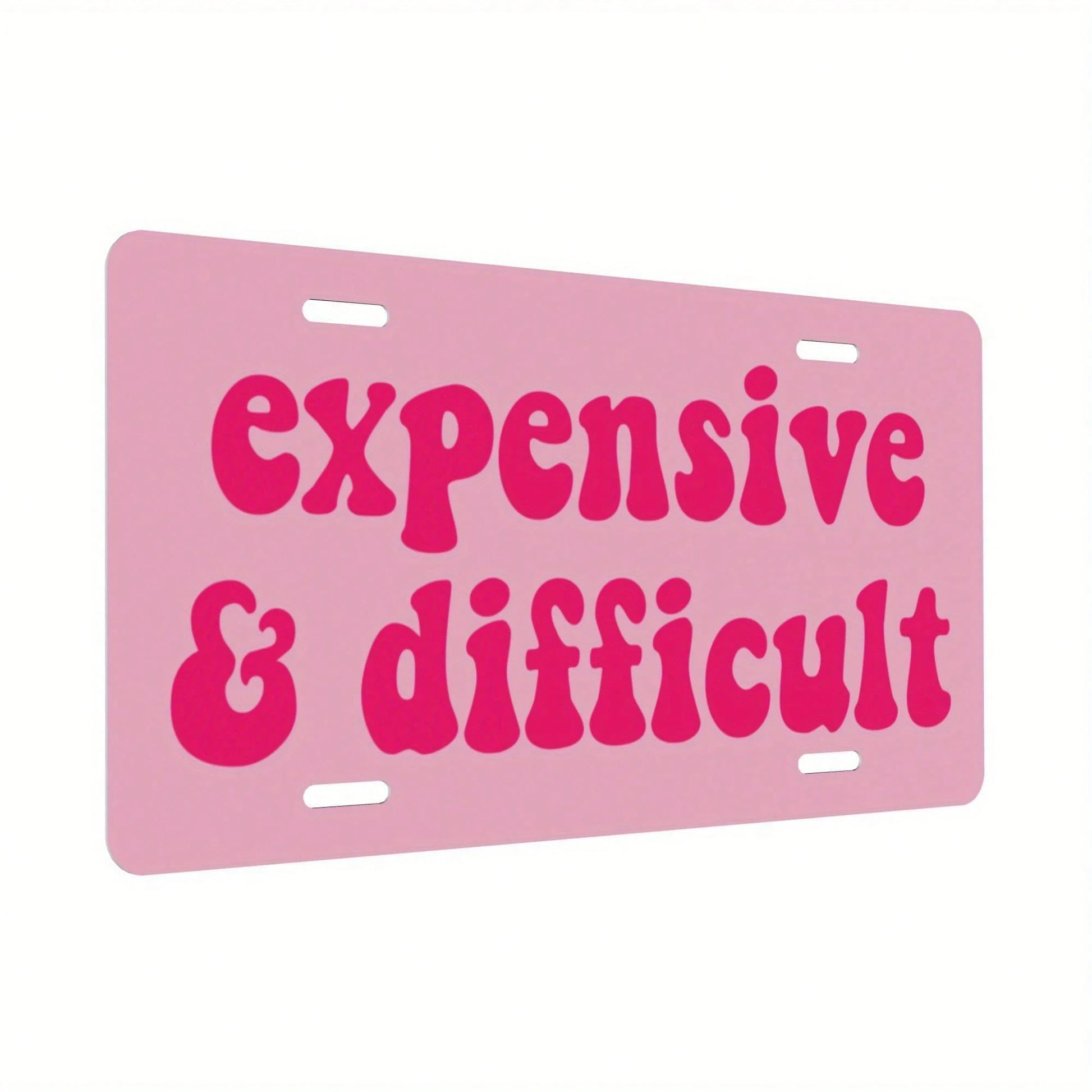 2D Flat Metal License Plate, Rare High-End Fun License Plate, Bold Pink Text On White Background, Suitable For American Cars, Unisex Humorous Decoration, Decorative Only 12*6inch/30* 15cm Car P, Cust