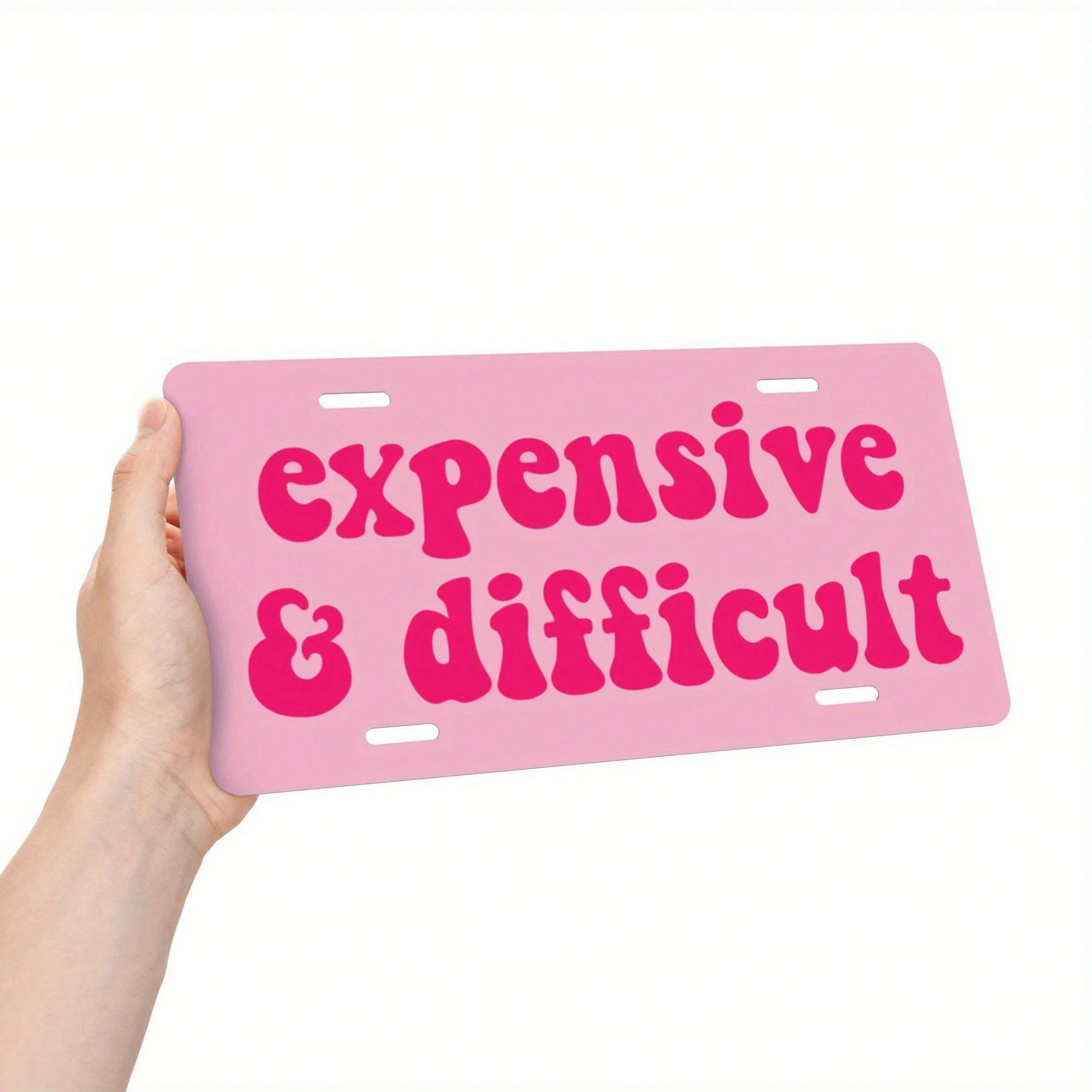2D Flat Metal License Plate, Rare High-End Fun License Plate, Bold Pink Text On White Background, Suitable For American Cars, Unisex Humorous Decoration, Decorative Only 12*6inch/30* 15cm Car P, Cust