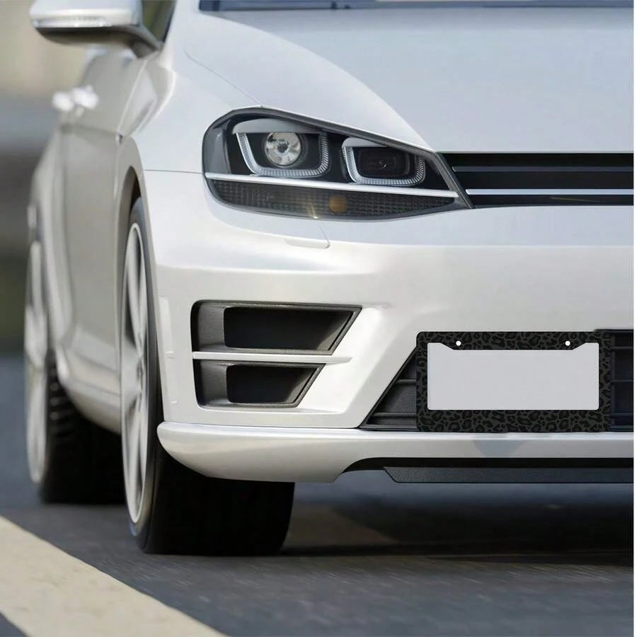 2D Flat, Single-Piece, For Decorative Purposes Only, Black Leopard Print License Plate Frame, Car Decoration Accessory, Size 16* 31cm (6.2* 12.2inch ), 2D Flat Is For Decoration Only
