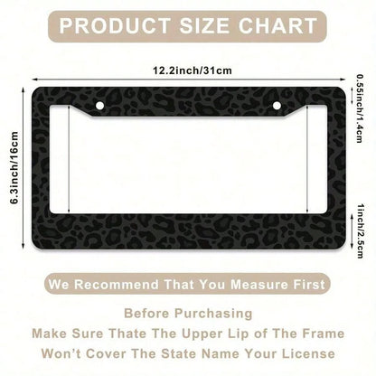 2D Flat, Single-Piece, For Decorative Purposes Only, Black Leopard Print License Plate Frame, Car Decoration Accessory, Size 16* 31cm (6.2* 12.2inch ), 2D Flat Is For Decoration Only