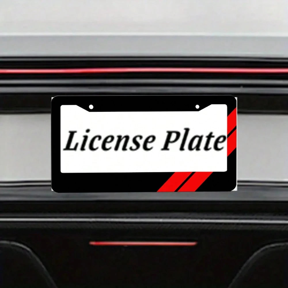 2PC Black License Plate Frame, Red Two Bar License Plate Holder, Front License Plate Cover, License Plate Holder, Interesting License Plate Frame, Car License Plate Accessories, Universal License Plat