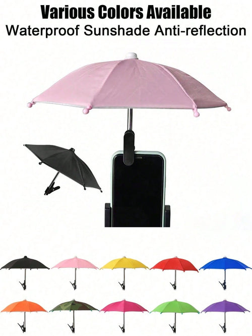 2PCS/1 Mini Outdoor Phone Sun Umbrella-UV-Blocking Sunshade And Foldable Canopy. Ideal For Food Delivery Couriers, Motorcycle Enthusiasts, Outdoor Travelers, Cyclists, And Beach Anglers. Doubles As A