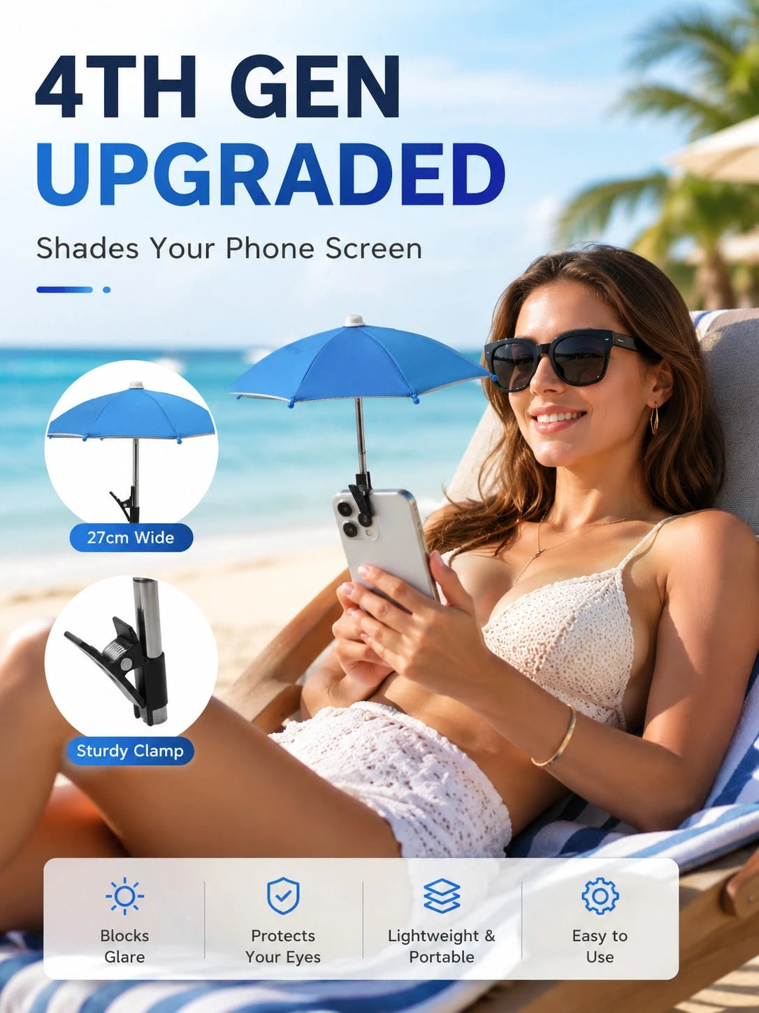 2PCS/1 Mini Outdoor Phone Sun Umbrella-UV-Blocking Sunshade And Foldable Canopy. Ideal For Food Delivery Couriers, Motorcycle Enthusiasts, Outdoor Travelers, Cyclists, And Beach Anglers. Doubles As A