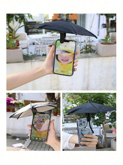 2PCS/1 Mini Outdoor Phone Sun Umbrella-UV-Blocking Sunshade And Foldable Canopy. Ideal For Food Delivery Couriers, Motorcycle Enthusiasts, Outdoor Travelers, Cyclists, And Beach Anglers. Doubles As A