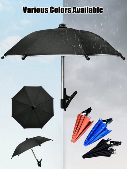 2PCS/1 Mini Outdoor Phone Sun Umbrella-UV-Blocking Sunshade And Foldable Canopy. Ideal For Food Delivery Couriers, Motorcycle Enthusiasts, Outdoor Travelers, Cyclists, And Beach Anglers. Doubles As A