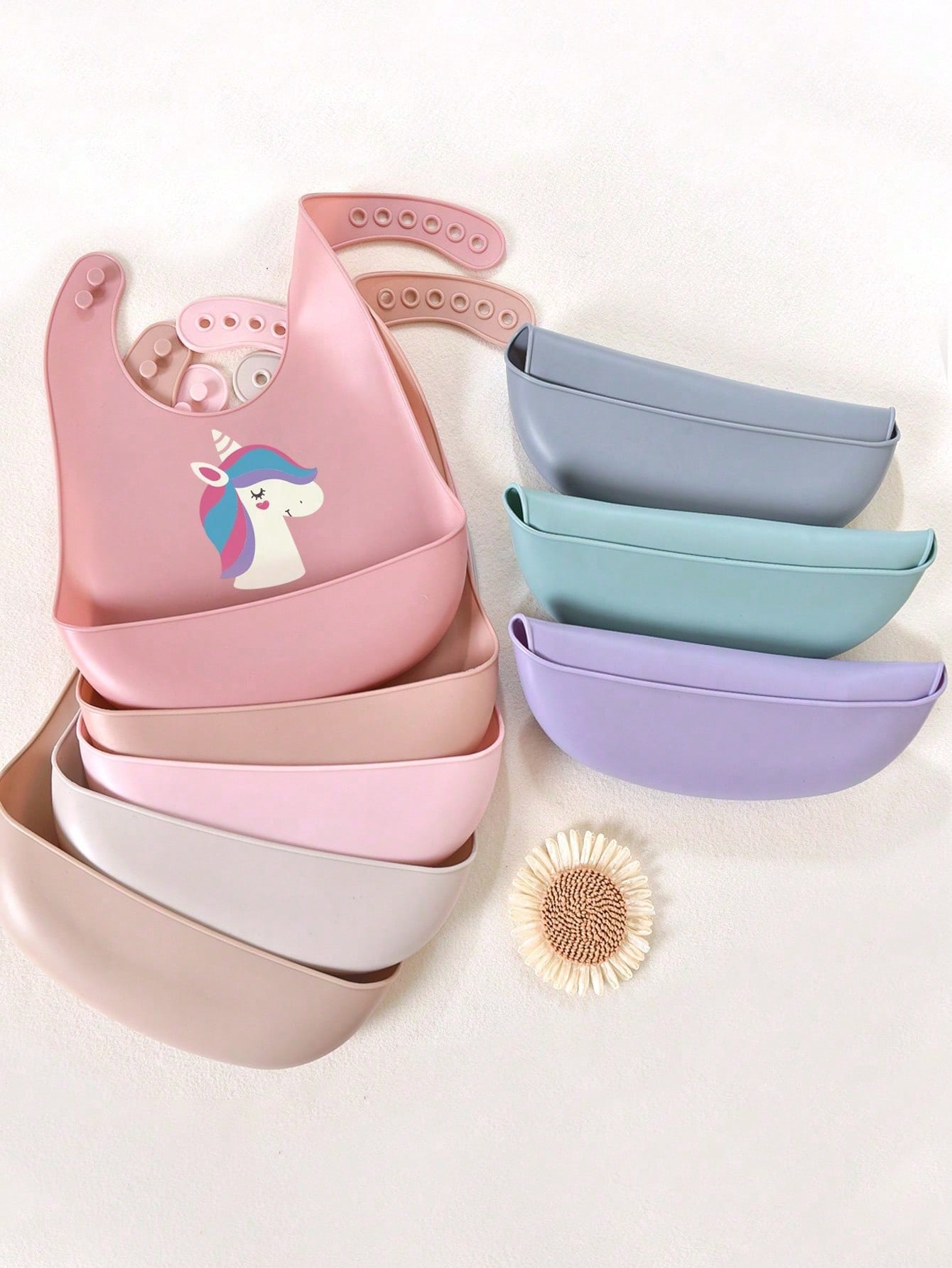 2pcs/1pc Baby Silicone Bibs- Leakproof, Stain-Resistant, Soft, Adjustable, Boil-, Portable, Cartoon Design, Suitable For Baby Daily Use & Outdoor Dining