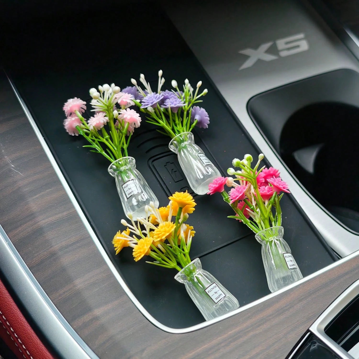 2pcs/1pc Mini Vase Car Air Vent Clip, Artificial Carnation Fragrance Diffuser, Cute Car Interior Decoration And Car Aromatherapy